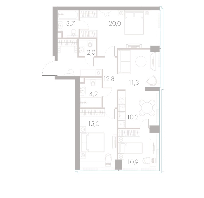 3-комн., 88 м² — ЖК «River Park Кутузовский»
