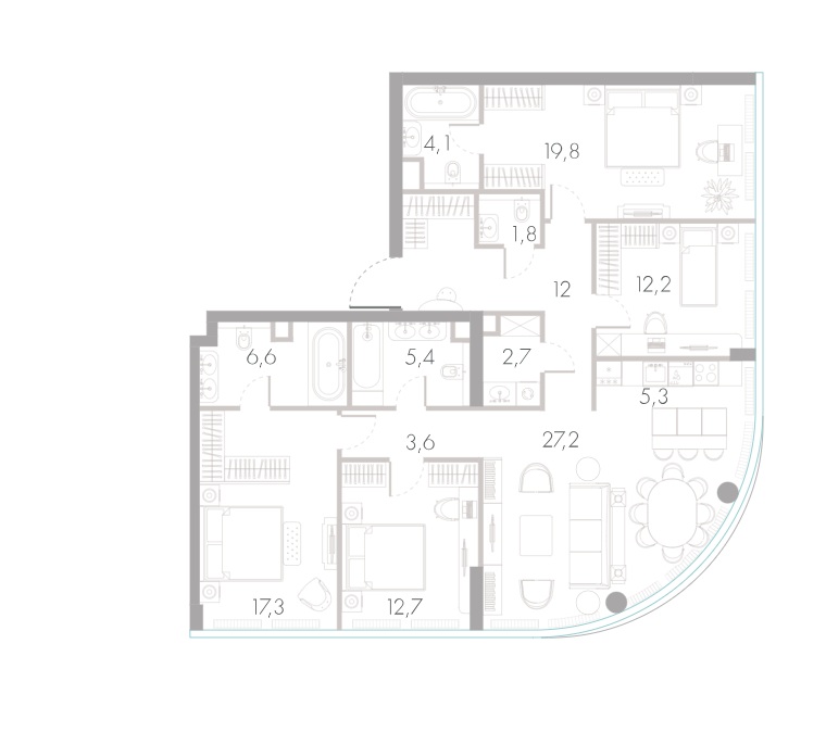 4-комн., 131 м² — ЖК «River Park Кутузовский»