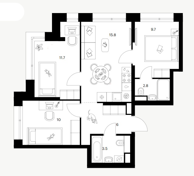 3-комн., 60 м² — ЖК «Строгино 360»