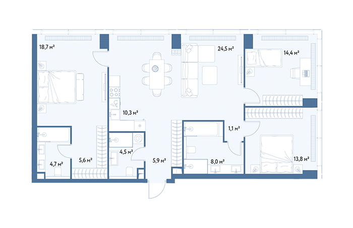 3-комн., 90 м² — ЖК «С5»