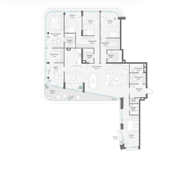 5-комн., 318 м² — ЖК «Палашёвский 11»
