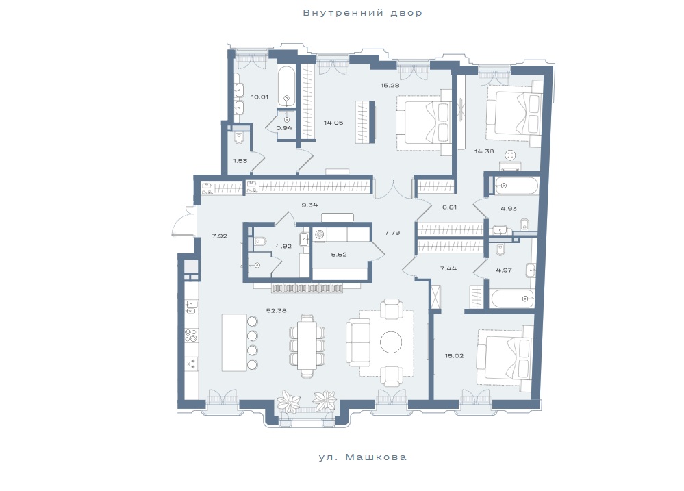 3-комн., 194 м² — ЖК «Дом Соболева»